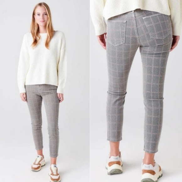 Frame Denim Denim - FRAME Le High Skinny Crop Plaid Gingham Pants Trousers Jeans